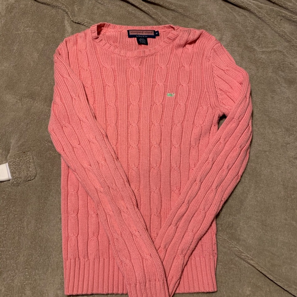 Light Pink Vineyard Vines Cable Knit Sweater